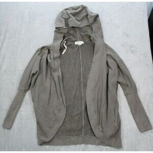LACOSTE + MALANDRINO Sweater Hoodie Women's Small Open Front Gray Relaxed